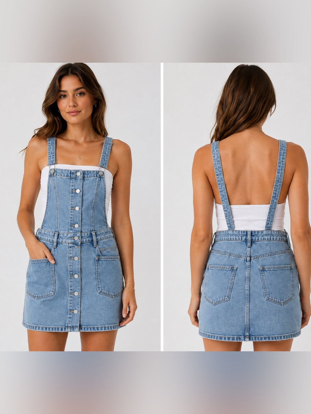 PacSun Denim Overall Dress Small Button Front Pinafore Mini Skirtall Y2K